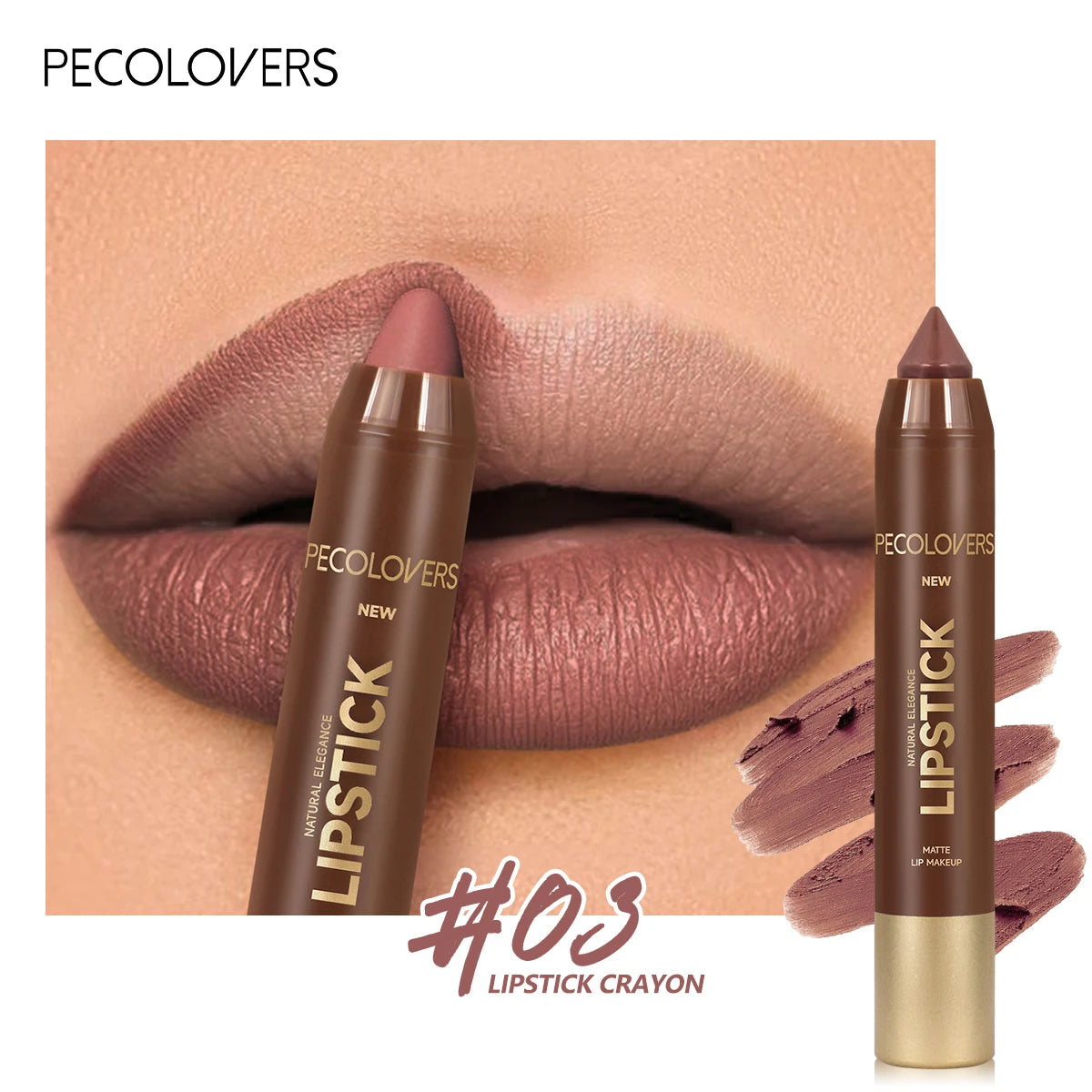 PECOLOVERS Brown Tone Lip Crayon