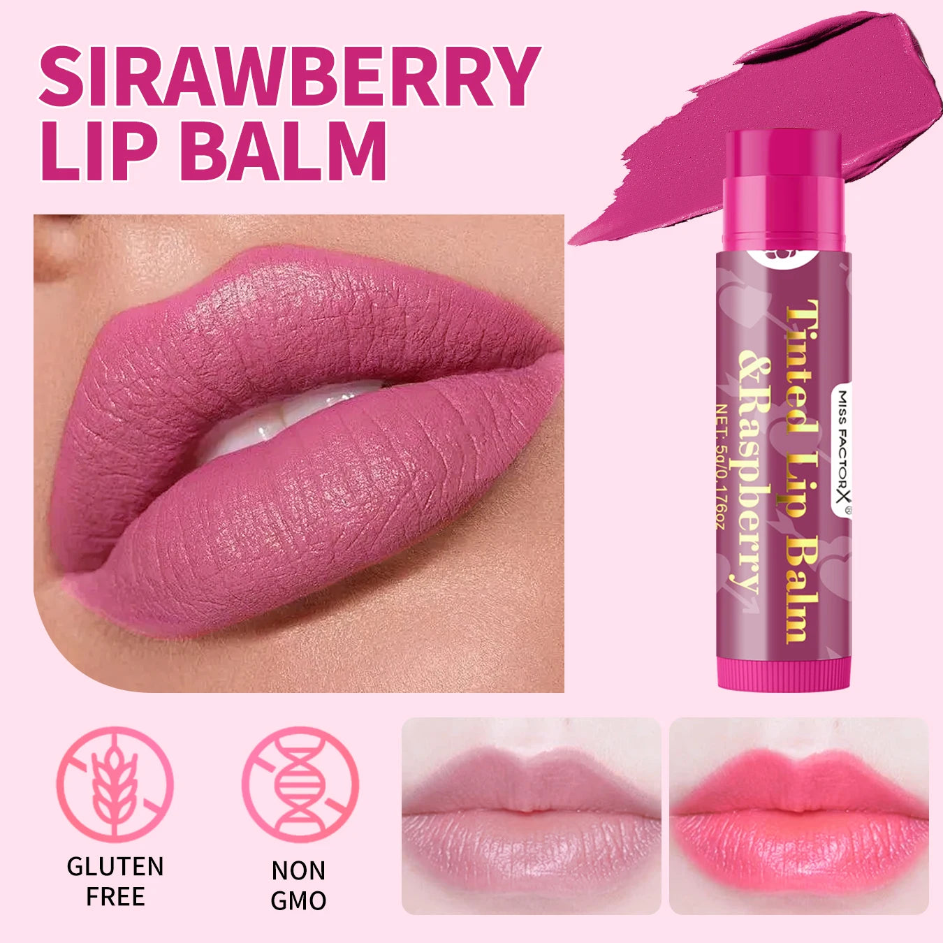 MISS FACTORX Tinted Lip Balm Set – 6 Flavors