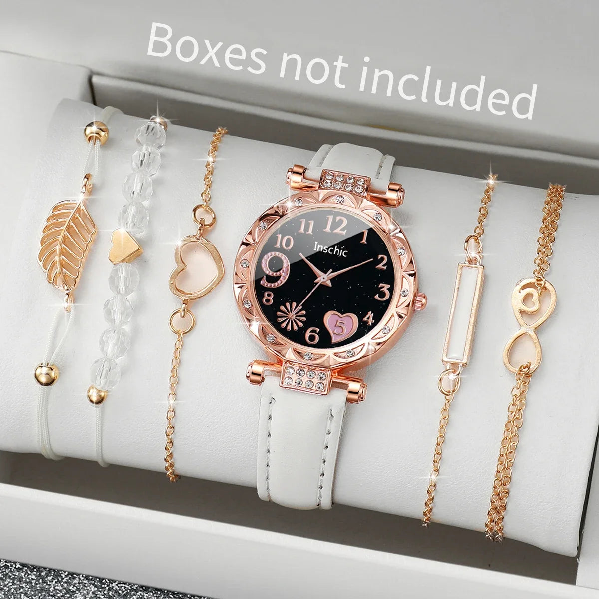 Women's 6-Piece Heart Dial Watch & Bracelet Set