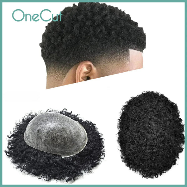 Afro Curl Full PU Men’s Hair Prosthesis