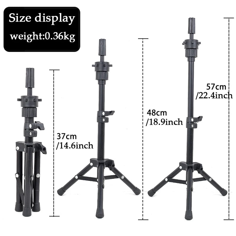 Adjustable Mannequin Head Stand Tripod (22”)