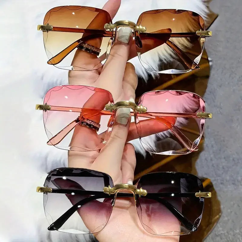 3-Pack Square Rimless Sunglasses for Men & Women | UV400 Protection, Trendy Summer Shades
