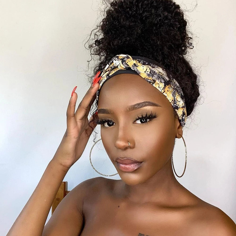 Water Wave Natural Black Headband Wig