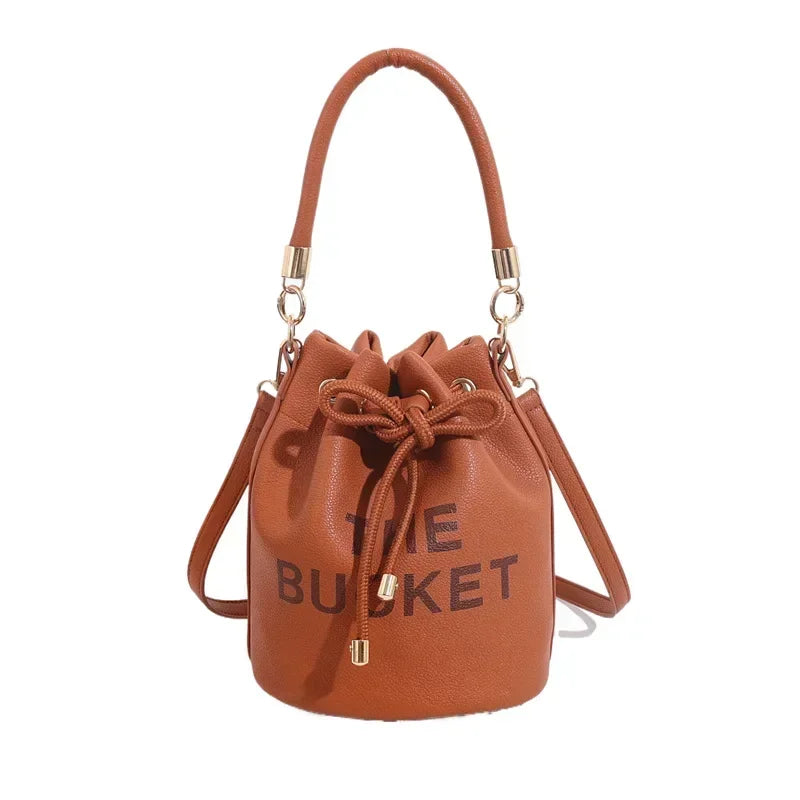 Women's Denim & Vegan Leather Bucket Bag | Casual Crossbody Shoulder Purse