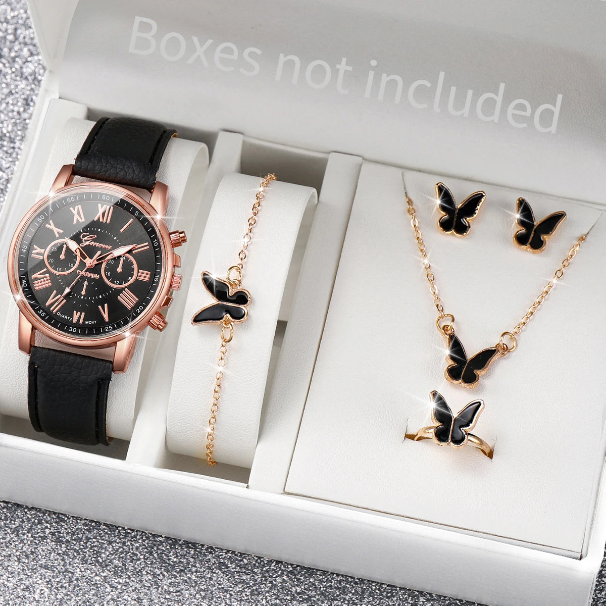 Women's 6-Piece Rhinestone Watch & Jewelry Set